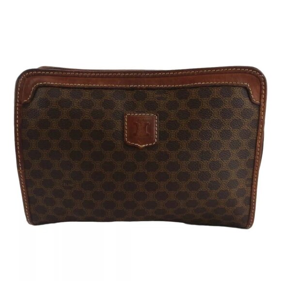 CELINE clutch bag macadam beige PVC ?~ leather Authentic T17582 - Picture 1 of 9